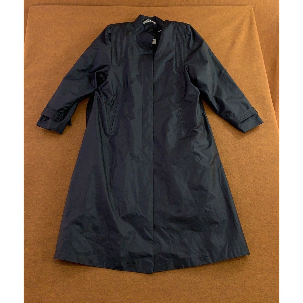 Windsor Bay Womens 10 Black Pleated Shoulder Long Belted Trench Coat